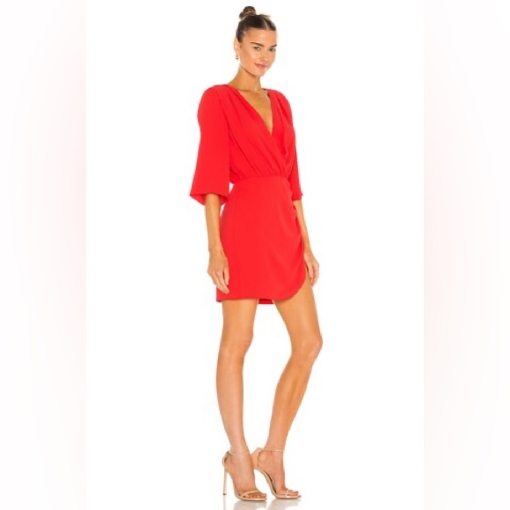Amanda Uprichard Demetra Red Dress Wrap Front Mini $229 MSRP XS - Picture 2 of 6